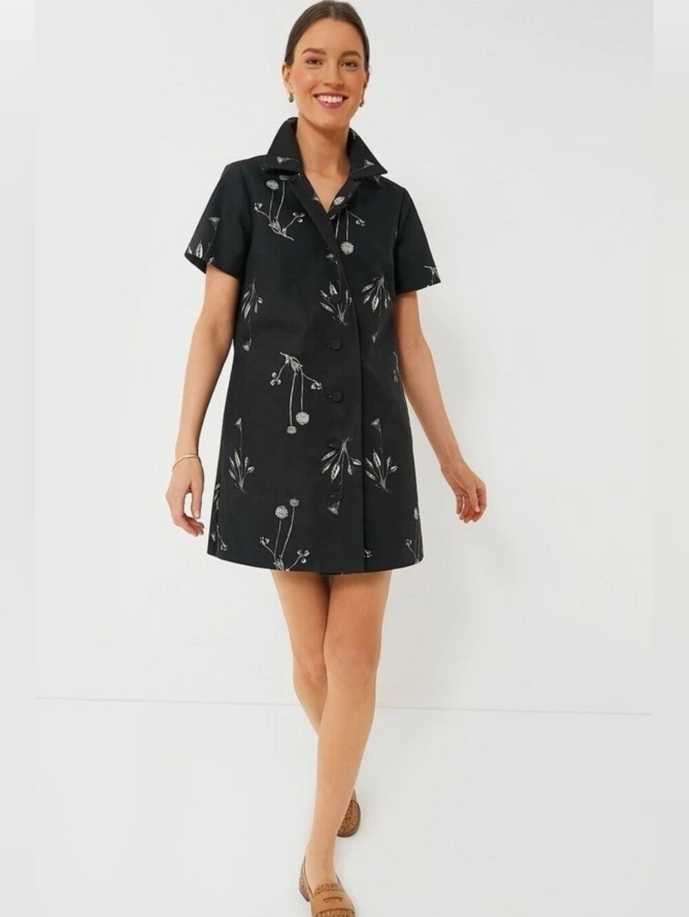 Tuckernuck Black Meadow Rue Marley Floral Short-Sleeve Mini Dress